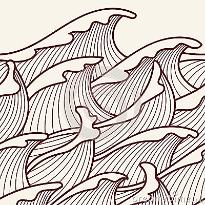 Seamless abstract pattern. Stormy waves. Cartoon Illustration